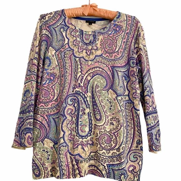 Talbots Pastel Paisley Cardigan Soft & Stretchy S - Picture 1 of 6